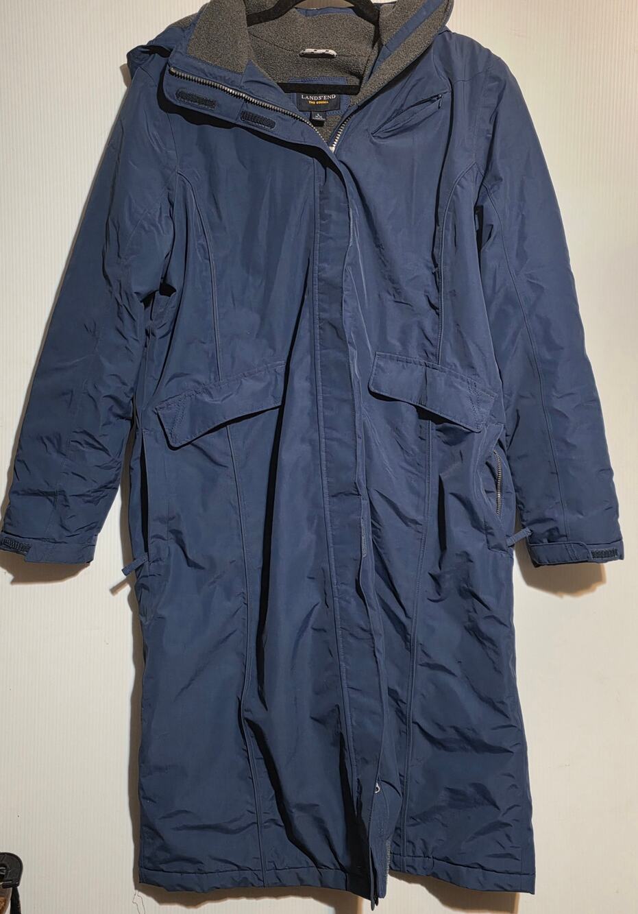 Lands' End Size L (14-16) Blue The Squall Waterproof Insulated Long Winter Parka